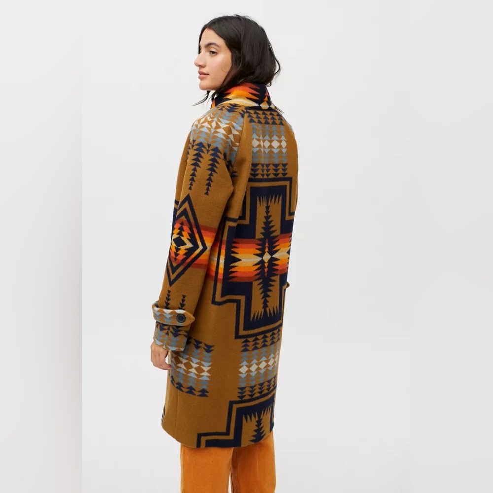 Pendleton Brown Geometric Patterned Long Coat - Picture 4 of 12